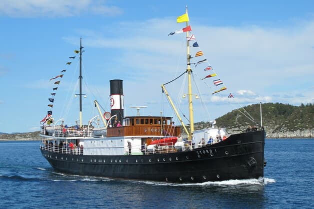 Lørdag 13. Juni 2026: Torgdagen 2026, D/S Stord I i rute frå Brattholmen og Skogsvåg/Skaganeset til Bergen.